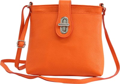 Italiaans echt lederen handtas schoudertas crossbody tas citybag crossover voor vrouwen GL007 Oranje
