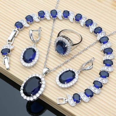 Paarse Edelsteen Amethist Sieraden Kit Oorbellen Ring Accessoires Dames Bruiloft Apen Ketting Kit 9.5 gray