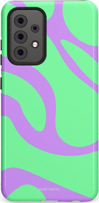 Casetastic Hoesje Geschikt voor Samsung A52 (4G/5G/s) - Stijlvolle Beschermende Duo-layer Case - Pastelgolven Mint-Lila