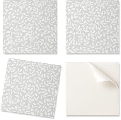 Set zelfklevende vinyltegels met een subtiel bladmotief, 20x20x20 cm