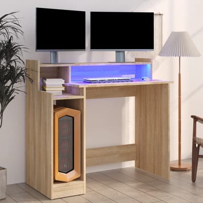 vidaXL - Bureau - met - LED-verlichting - 97x45x90 - cm - hout - sonoma - eikenkleurig