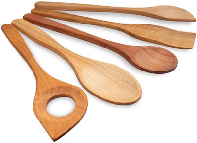 JGS ® Milieuvriendelijk Europees Keukengerei van Kersenhout - 5-delige Set voor Veelzijdig Koken