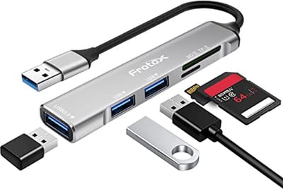 5-in-1 USB Adapter met SD en Micro SD Kaartlezer en USB Hub