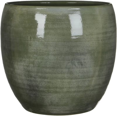 Mica Decorations Plantenpot - groen - glans - keramiek - 33 x 31 cm - plantenpotten binnen