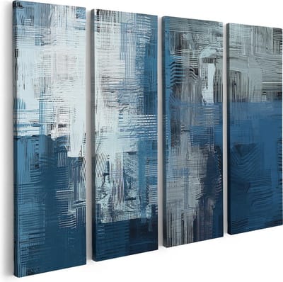 Artaza Canvas Schilderij Vierluik Twee Pinguïns op Stenen in Antarctica - 80x60 - Foto Op Canvas - Canvas Print