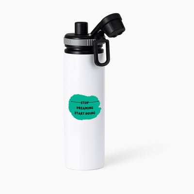 Hacebo® - stop dreaming start doing waterfles met draaidop grijs - Dromen - mensen die motivatie nodig hebben - quotes - verjaardag - cadeau - kado - geschenk - water fles - 850ML
