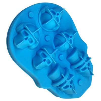 6 in 1 DIY schedel ijsvorm schedel ijsbal maker 3D driedimensionale lade mallen siliconen whisky ijsblokjes koekjesvorm 6holes-1pcs with funnel blauw