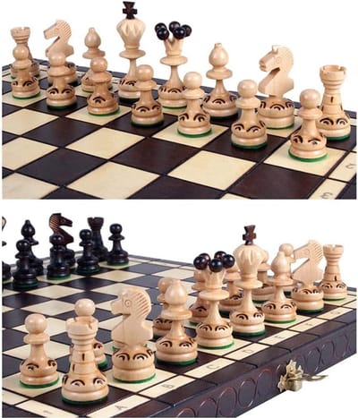 Schaakspel Hout - Schaakbord Set - Reizen en Ontspanning - Magnetisch en Opvouwbaar - 36 cm - Natuurlijk Hout
