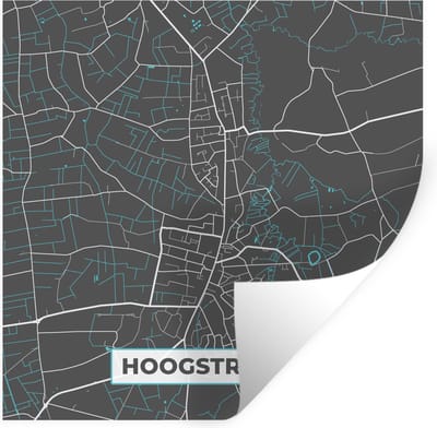 Muurstickers - Sticker Folie - Kaart – Plattegrond – Stadskaart – Hoogstraten – België - Grijs - 100x100 cm - Plakfolie - Muurstickers Kinderkamer - Zelfklevend Behang XXL - Zelfklevend behangpapier - Stickerfolie