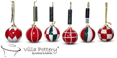 Kerstballen - Villa Pottery - Kerstdecoratie - Porselein - Decoratie - Kerst - Kerstsfeer - Winterdecoratie - Christmas - Kerstcadeau - Sinterklaascadeau - 5 December - Christmas Bell 3 Mix Stoneware