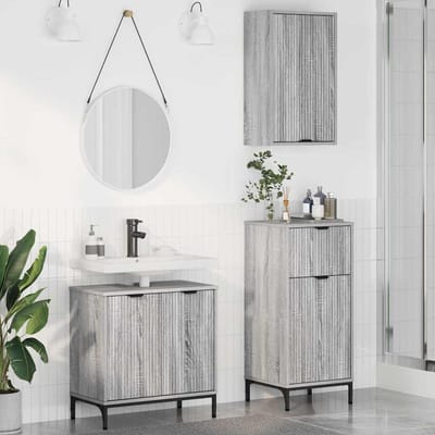 vidaXL Badkamermeubel Set met lade 3 pcs Grijs sonoma Bewerkt hout