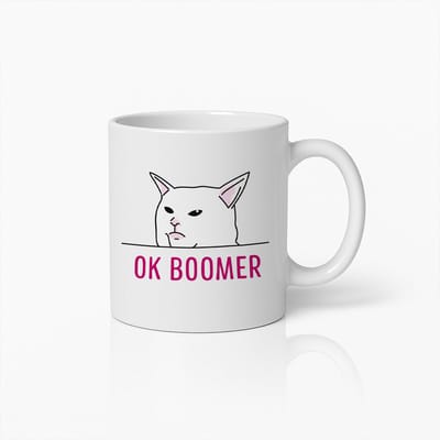 Grappige Kat Meme Mok 330ml – OK Boomer Koffiebeker – Humoristisch Cadeau voor Millennials en Generatie Z