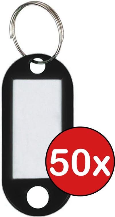 Sleutellabels Sleutelhanger Bagagelabel Sleutellabel Gekleurde Naamlabels Label - Zwart - 50 PACK