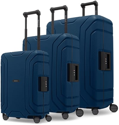 Redolz Essentials 15 4-wiel kofferset 3-delig met driepuntsluiting - Harde bagage - TSA slot - navy blue