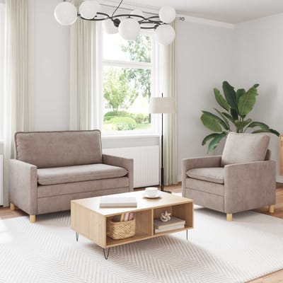 vidaXL - Bankstel - 2 - st - Beige - Polyester