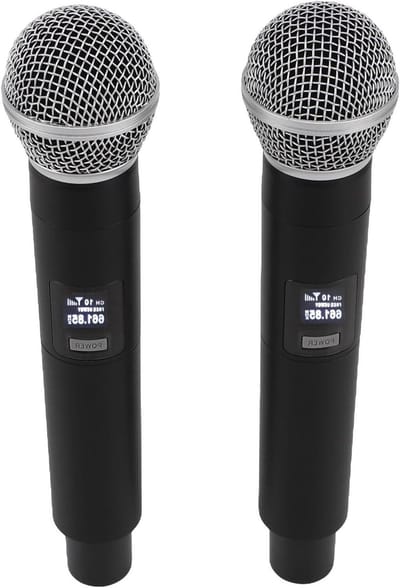 Draadloze Microfoon Set - Karaoke Microfoons - Zingen en Spreken - Dual UHF Systeem - 30 Meter Bereik - Zwart