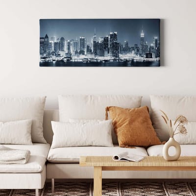 Canvas print DD123230 NewYorkAtNight A.S. Création 1,0 x 0,4 m Grijs Kantoor Hal/Gang Keuken Slaapkamer Woonkamer