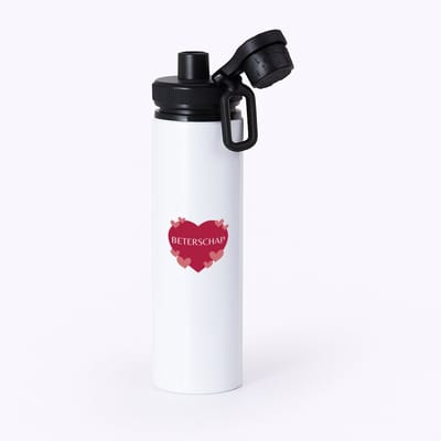Hacebo® - Beterschap hartje en kleine hartjes waterfles met draaidop zwart - iemand die ziek is of iets gebroken heeft - ziek - koorts - snel beter worden - cadeau - beterschap cadeau - kado - gift - geschenk - water fles - 850ML