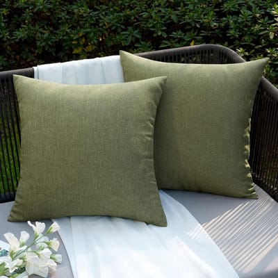 Famanu – Set van 2 waterdichte buitenkussenhoezen, 45 x 45 cm, decoratief voor tuin en woonkamer, donker groen