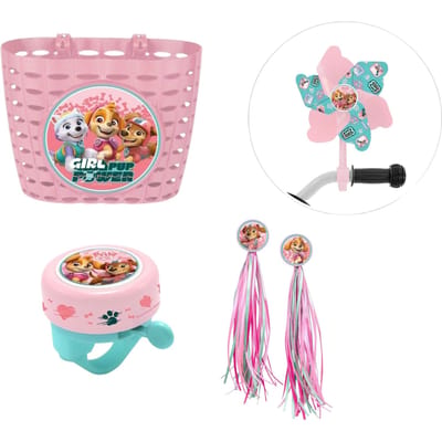 Paw Patrol fietsset; mand, bel, franjes en molen