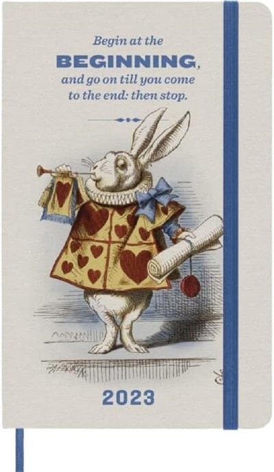 Weekplanner 2023 met Alice In Wonderland-thema, beperkte oplage, groot formaat, agenda met harde kaft
