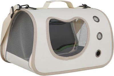 Dieren Draagtas - Reistas Huisdier - Veilige Transport - Doorzichtig Raam - 40x26x26cm - Wit
