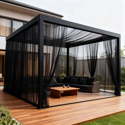 MUPOO DIY extra Breed 320cm - 2 stucks VliegenBuitengordijn & Anti-Muggen Buitengordijn Kant en Klaar met Tunnel (Roede/Touw) - Fijnmazig Insectennet -Op Maat te Knippen - Klamboe voor Tuin, Balkon & Deur - Luchtig - Grijs - 320x305cm - 2 stucks