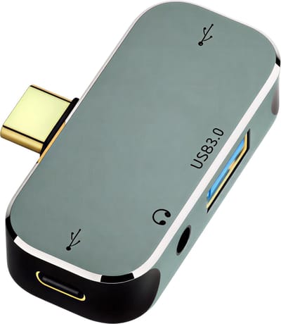 USB-C Type-C Multifunctionele Hub en Adapter voor Laptop en PC met Meerdere Aansluitingen voor Beeld, Data, Audio en Opladen – 1 USB 3.0 – Compacte Extender voor Werk, Studie en Dagelijks Gebruik