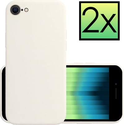Hoesje - 2 Stuks - Geschikt voor Apple iPhone SE (2022) - Sterk & Shockproof - Case Siliconen - Back Cover - Telefoon Hoes - Wit