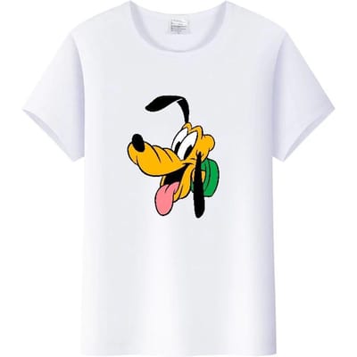 Grappige Disney Cartoon T-shirts Mickey Mouse Pluto Grafisch Dames Zomer Cropped Tops Heren T-shirts Losse Kleding Grunge Y2K Blouses XL white
