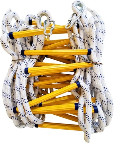 Touwladder - Veiligheidsladder Noodladder - Snelle Ontsnapping - Antislip Epoxyhars Stappen - 7 Meter - Zwart