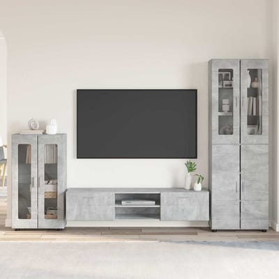 vidaXL - Tv-meubelset - FLORIN - 3 - st - Beton - Grijs - Bewerkt - hout