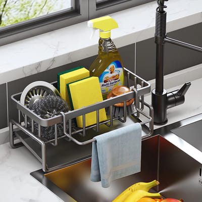 Dailygoods- Gootsteenrek Hoogwaardige Materialen - Gootsteen Organizer - Keukenaccessoires - Sponshouder - Multifunctioneel - Ruimtebesparend - Keukenorganizer