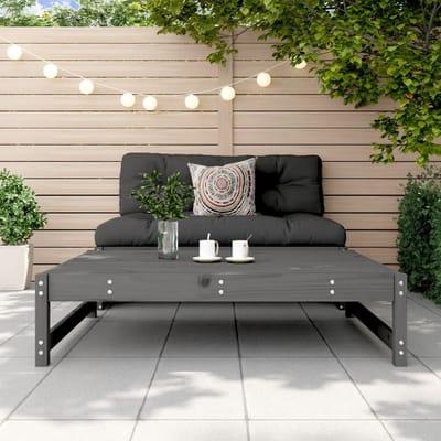 vidaXL - Tuinvoetenbank - 120x80 - cm - massief - grenenhout - grijs