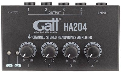 Gatt A204 – 4‑Kanaals Stereo Hoofdtelefoonversterker – Compact & Krachtig – Geschikt voor Studio en Repetitieruimte