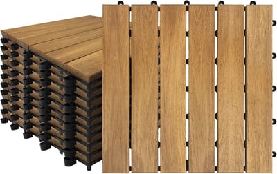 Houten Terrastegels - Balkon Vloerdelen - Buiten Leven - Eenvoudig Kliksysteem - 30x30cm - Natuurlijk Bruin