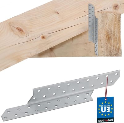 Houten Connector - Balkschoen Hoekplaat - Dak Verstevigen - Verhoogt Windweerstand - 25 x 3.5 cm - Zilver