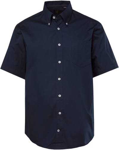 JP 1880 - Heren - Overhemd korte mouw buttondown-kraag modern fit - Navy blauw - Maat L