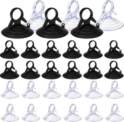 "60 Stuks Grote Zuignappen - 45 mm met Schroefdraad - PVC - Zwart & Transparant - Voor Badkamer, Keuken, Aquarium, Auto Zonneklep"