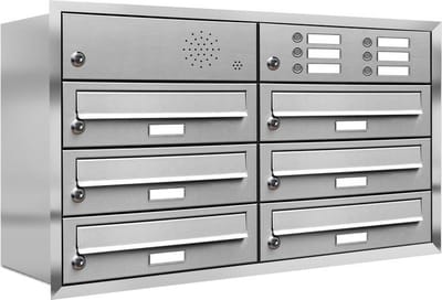 Inbouw met intercom 6 adressen(rand) type 2_Brievenbus met intercompaneel inbouw_6_adressen__RVS