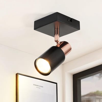 Glitzerlife - Plafondspot Plafondlamp - Draaibaar Opbouwspot - GU10 1 Lichtpunt - Warm Wit Instelbaar - Modern IJzer - Ø10,5cm - Zwart