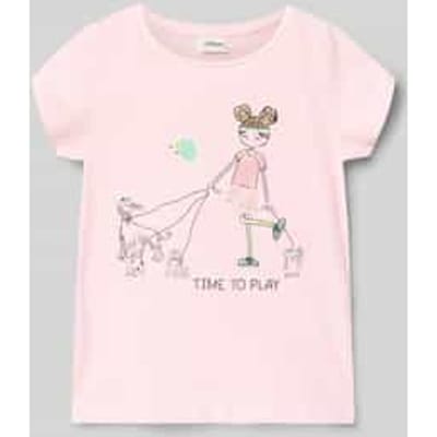 A-lijn T-shirt met glitterprint en applicatie meisje s.Oliver