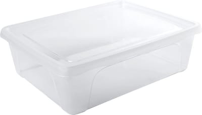 Voorraad/vershoudbakje laag - 2,5 liter - transparant - kunststof - 24 x 20 x 8 cm - Vershouddoos - Maaltijden bewaren