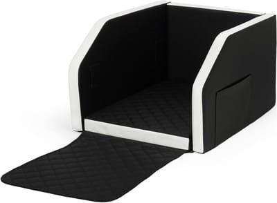 Hondenautostoeltransporter, hondenbed, autotransporter, modulair, gevouwen 55x70cm (KLEUR: zwart - wit)