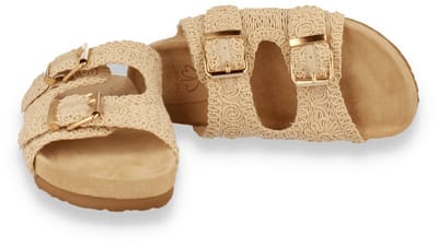 Double Heart Dames Slipper | Beige | Maat: 36