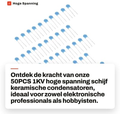 Dailygoods - Hoge Spanning Schijf Keramische Condensatoren - 50 Stuks - Assortiment - 0.1uF - 100nF - Duurzaam en Betrouwbaar - Geschikt voor Elektron...