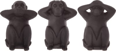 Horen - Zien - Zwijgen - Wijsheid - Aapjes- Set 3 stuks - zwart - 23 cm hoog