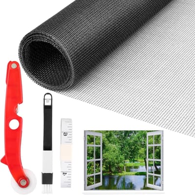 Insectenwerend Hor voor Raam, 120 x 250 cm, Zwart, Op Maat te Snijden, UV-bestendig, Vliegenscherm van Glasvezel, Inclusief Accessoires, Ideaal voor Mosquito's en Insectenbescherming