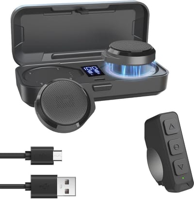 Bluetooth Motorfiets Headset met Afstandsbediening - Draadloze Handsfree met Oplaadbox