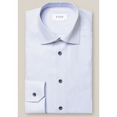 Eton Overhemd Fine Striped Twill Navy / male
